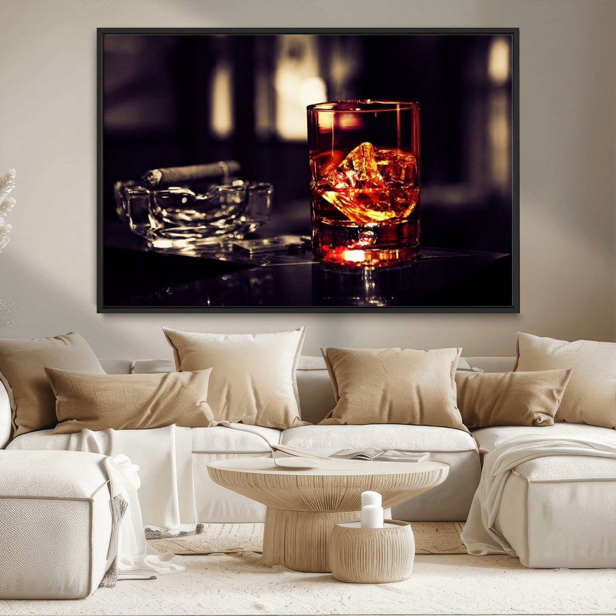 Whiskey and Cigar Canvas – Luxurious Wall Art for Home or