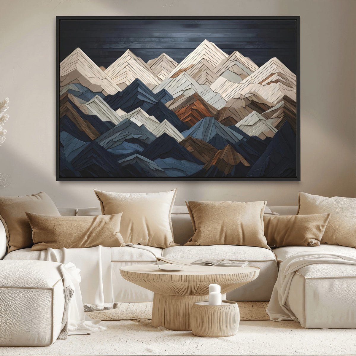 Mountain Wall Art – Modern Geometric Landscape Canvas Print,