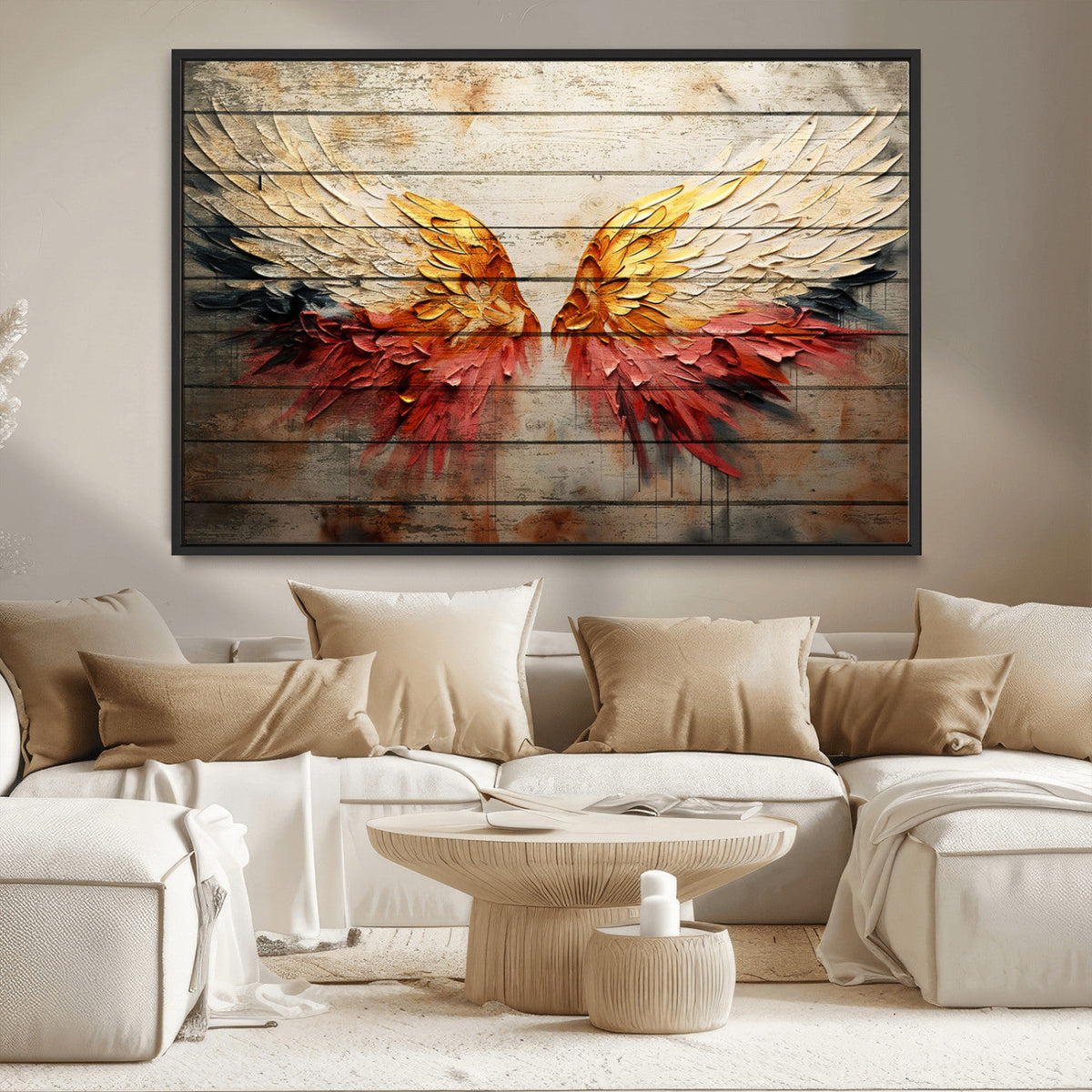 Abstract Angel Wings Canvas Wall Art – Framed and Ready to
