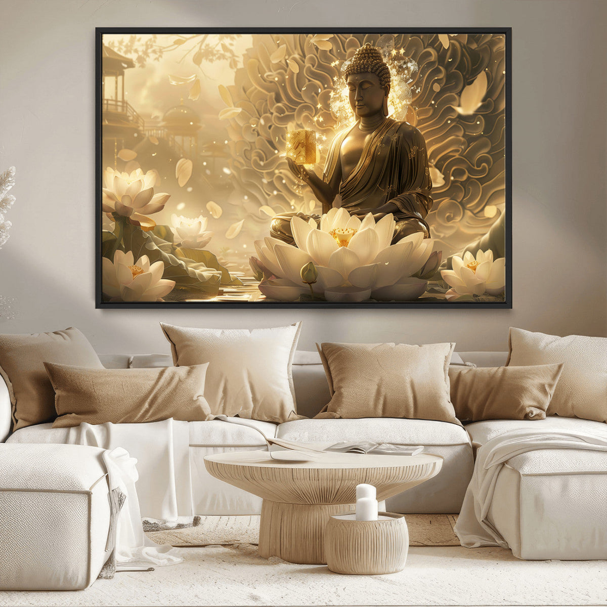 Golden Buddha Wall Art | Yoga Room Decor and Meditation Room