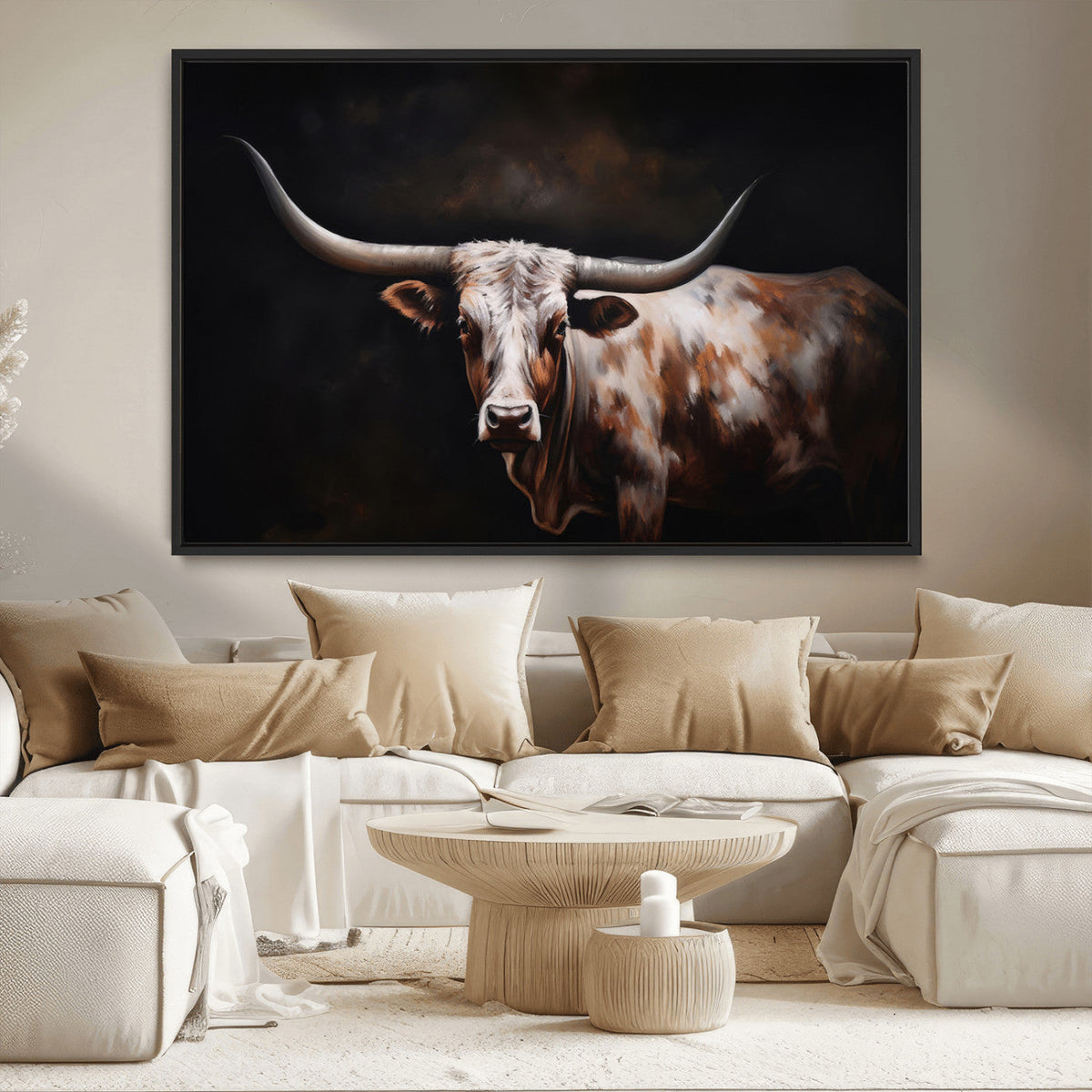 Texas Longhorn Wall Art Canvas Print | Western Ranch Decor |