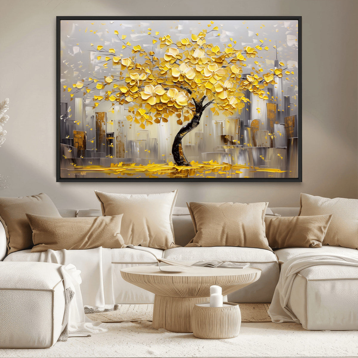 Golden Tree Canvas Print | Abstract Wall Art for Modern