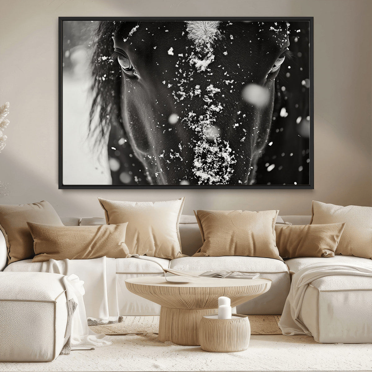 Winter Horse Snow Wall Art Canvas Print