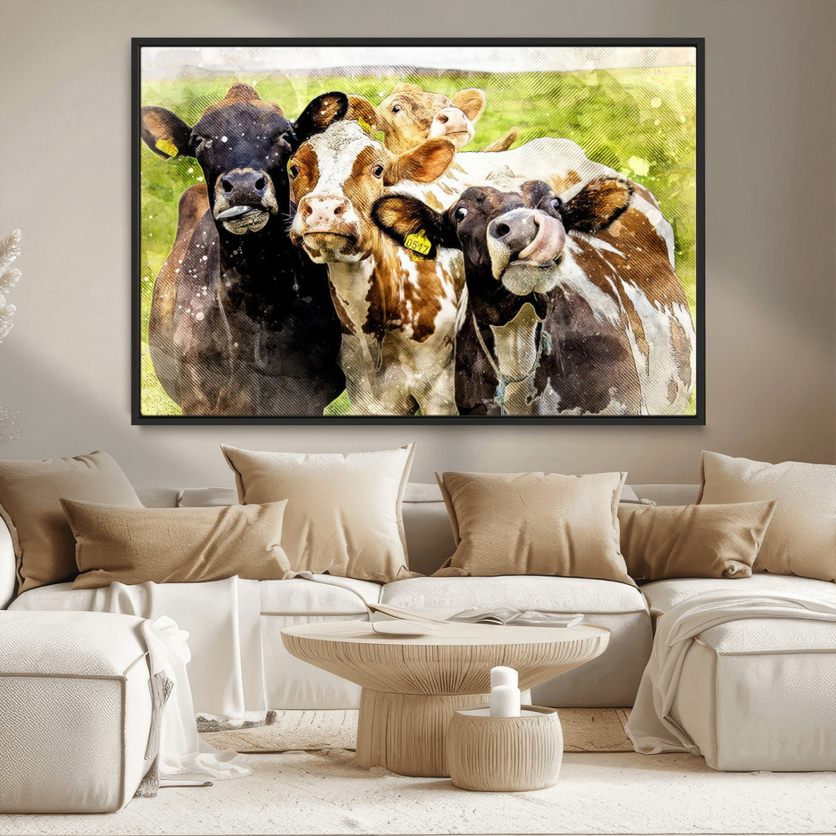 Curious Cows Farmhouse Wall Art | Ready to Hang and Framed