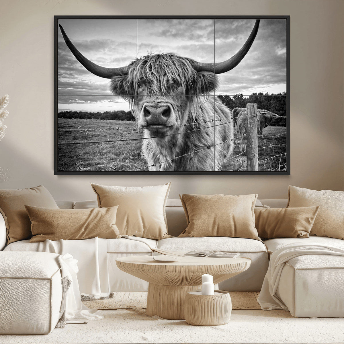 Scottish Highland Cow Wall Art Canvas Print | Ready to Hang