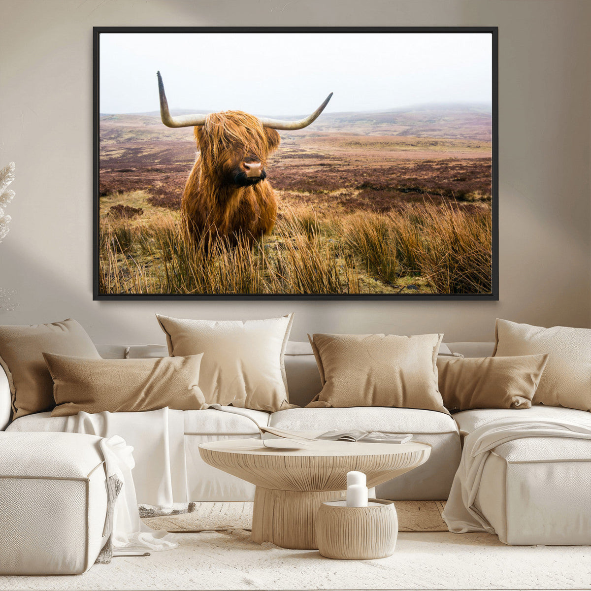 Scottish Highland Cow Canvas Wall Art – Rustic Farmhouse