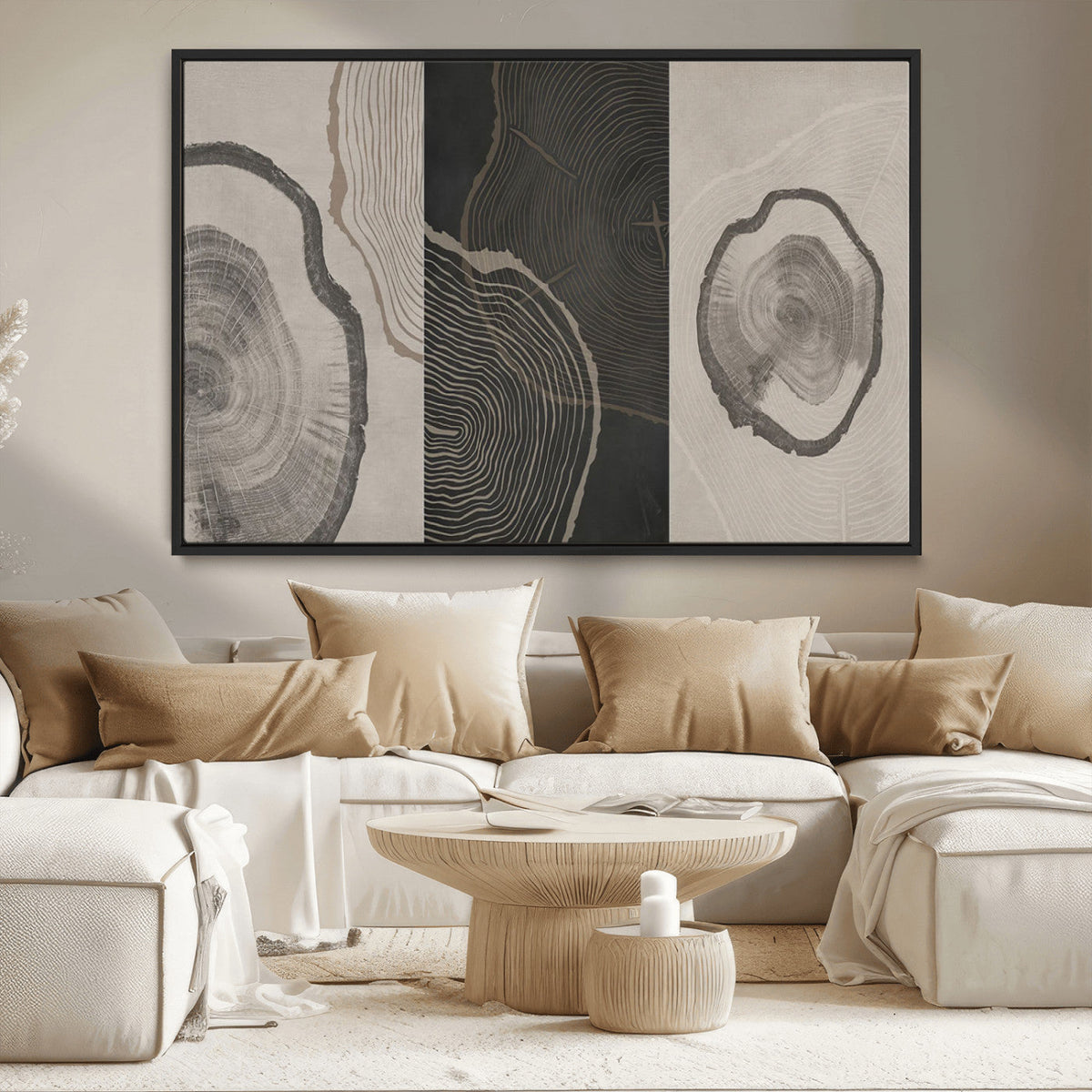 Minimalist Tree Rings Wall Art | Modern Abstract Canvas