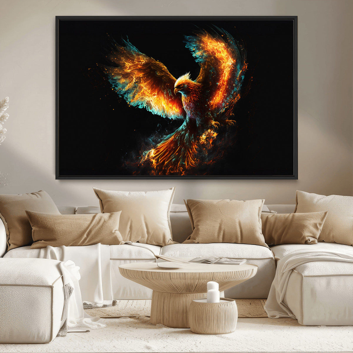 Fiery Phoenix Canvas Print | Ready to Hang Wall Art | Bold