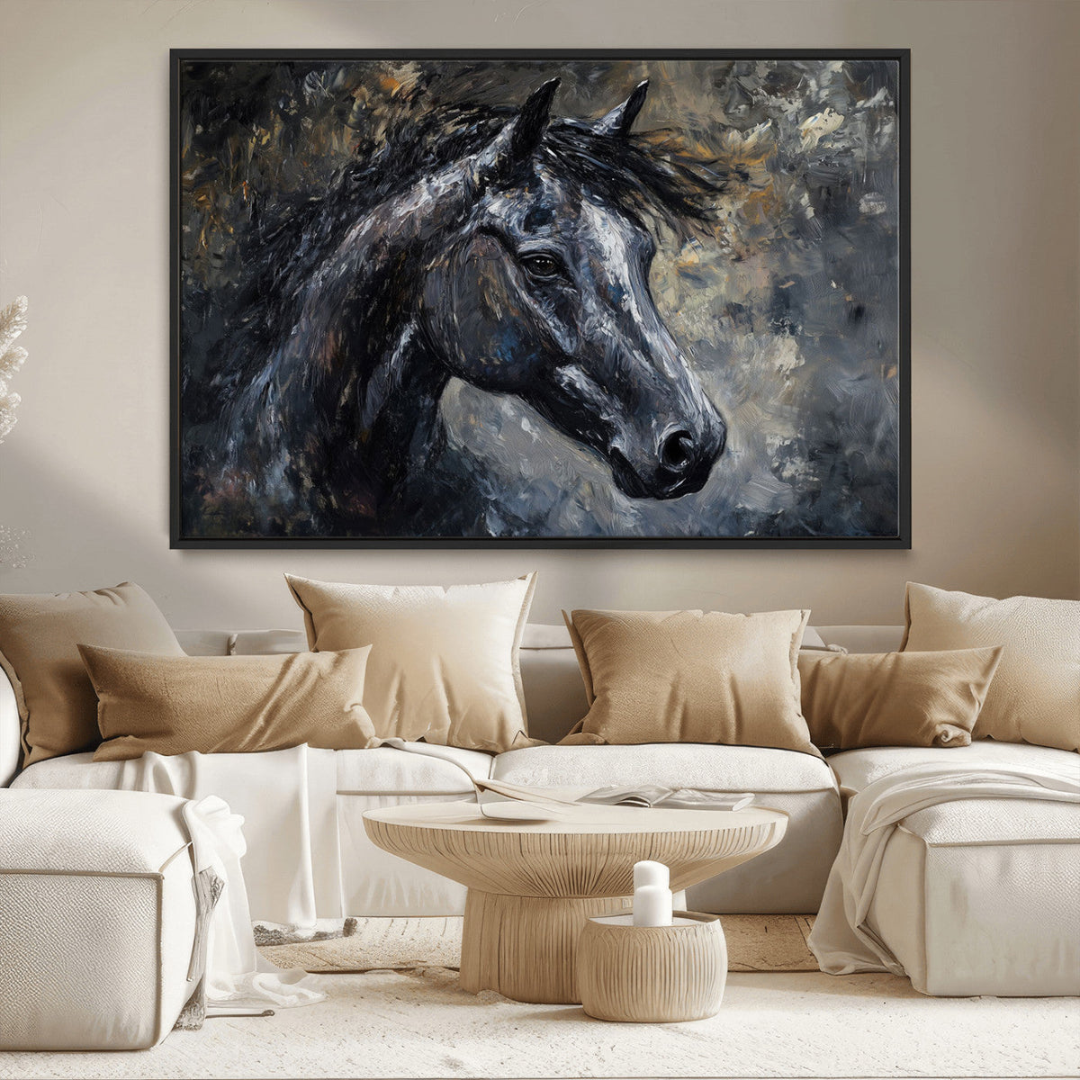 Large Abstract Horse Wall Art Canvas Print | Farmhouse Wall