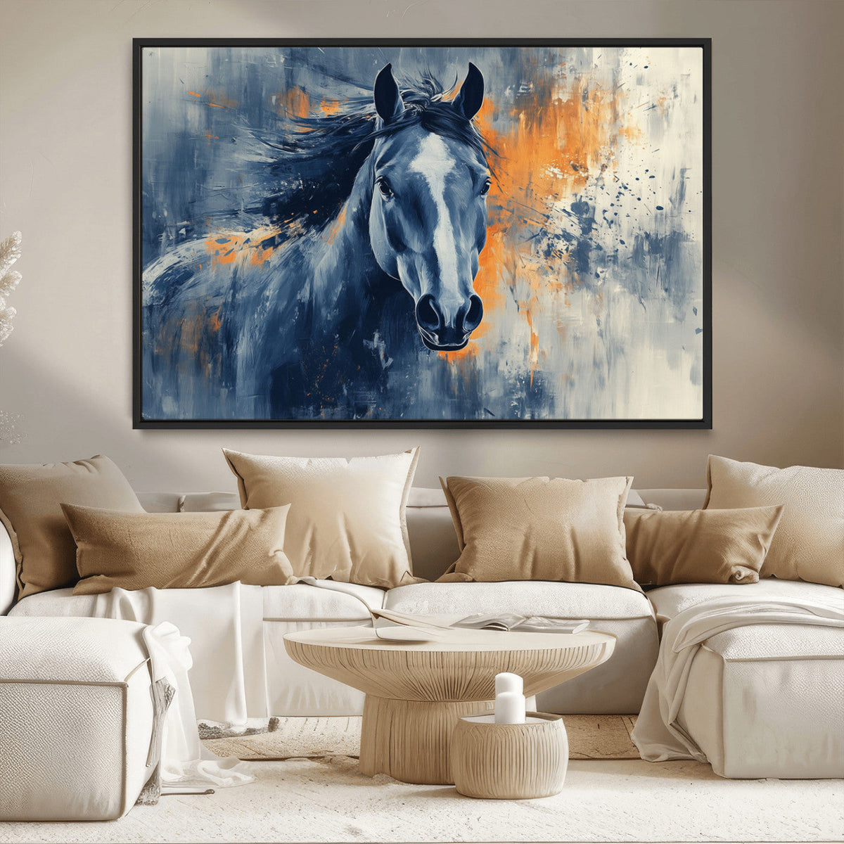 Abstract Blue Horse Wall Art Print Canvas | Horse Wall Art