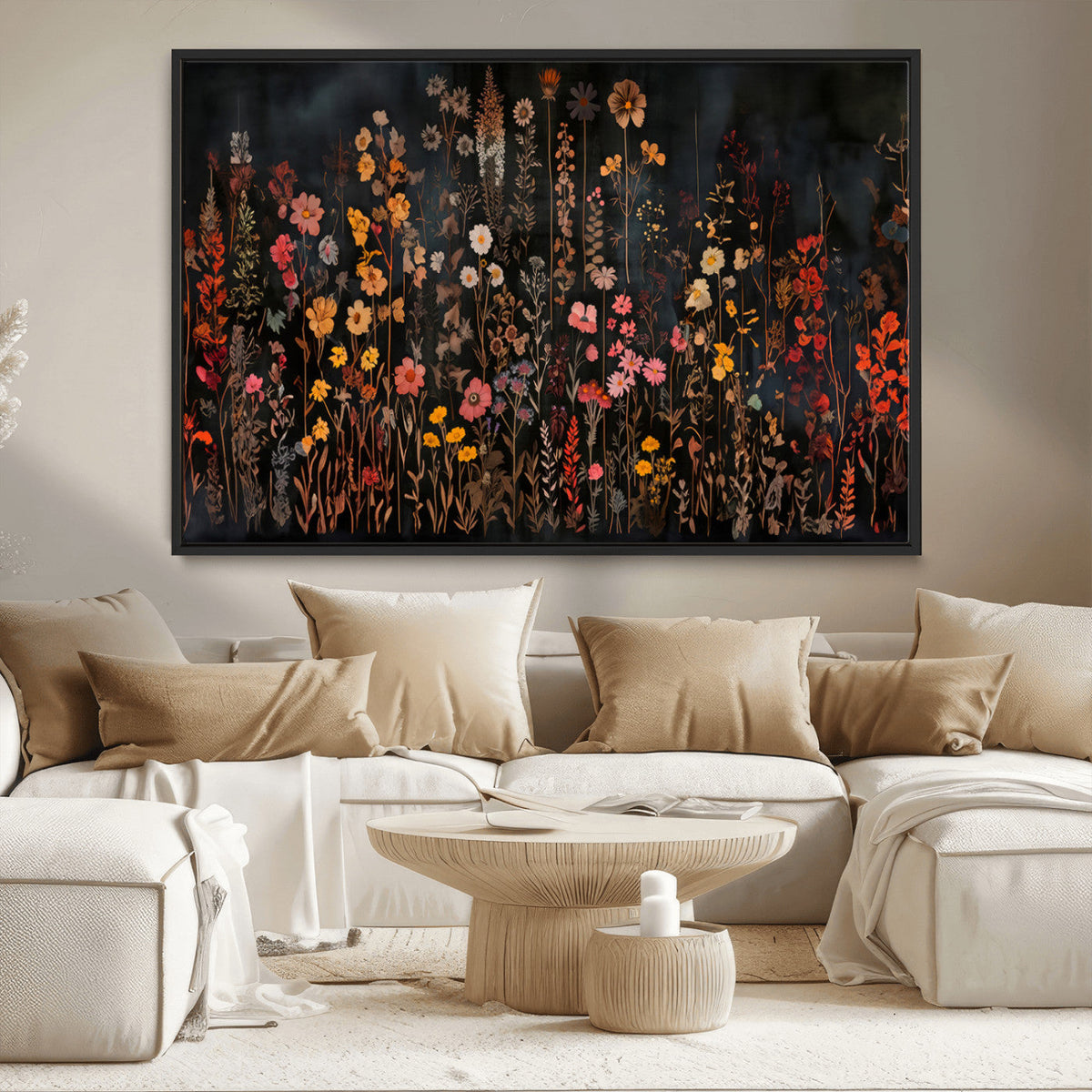 Large Floral Painting Print Illustration Flowers Canvas Wall