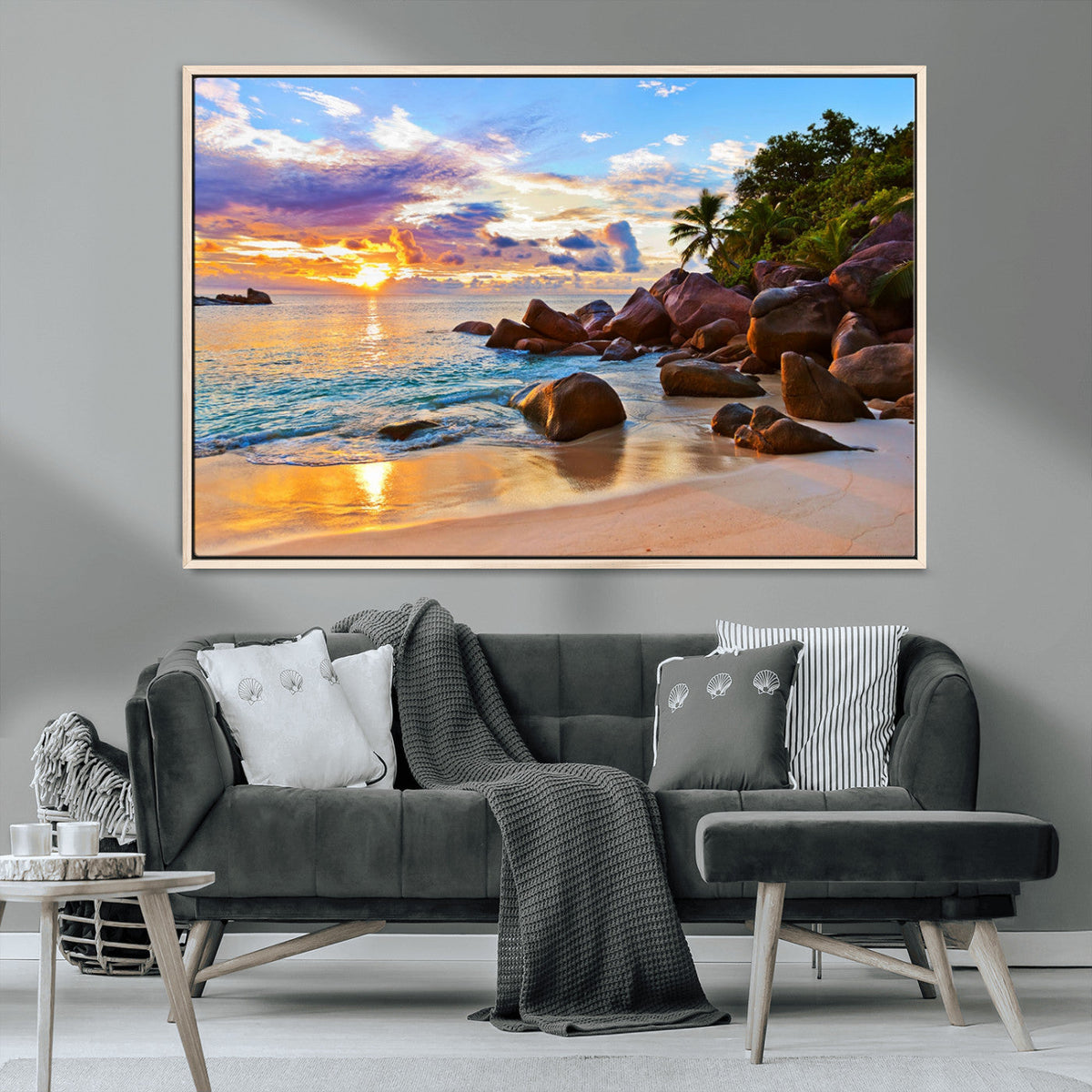 Tropical Island Beach Sunset Canvas Print