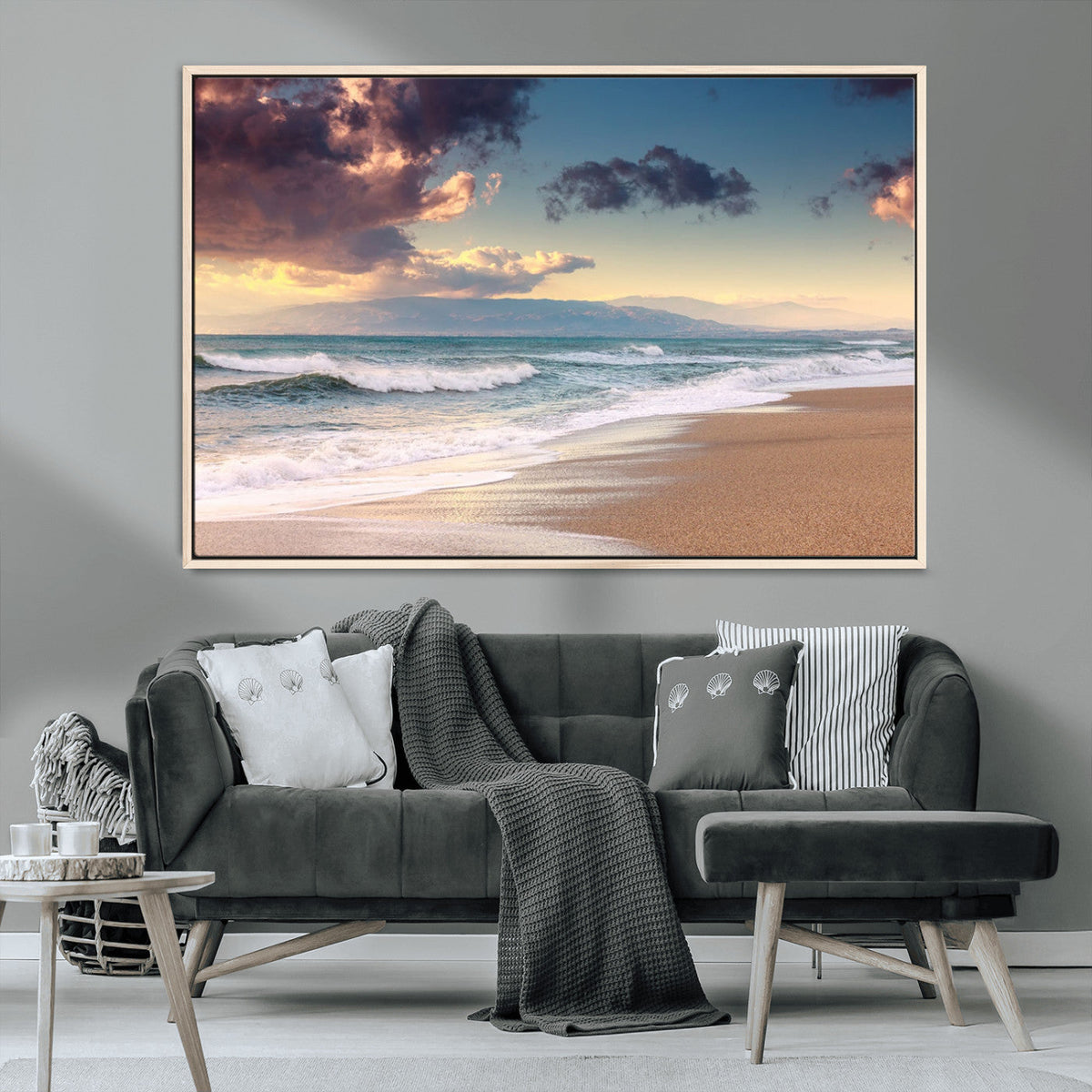 Cloudy Weather Beach Sunset Canvas Print | Sunrise Wall Art