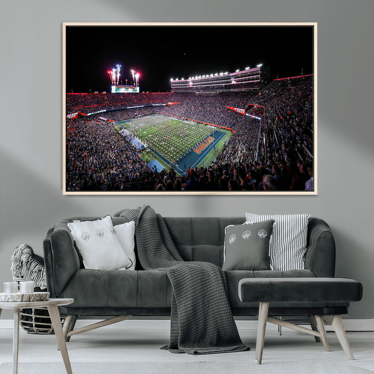 Ben Hill Griffin Stadium Night Game Triple Canvas Wall Art -