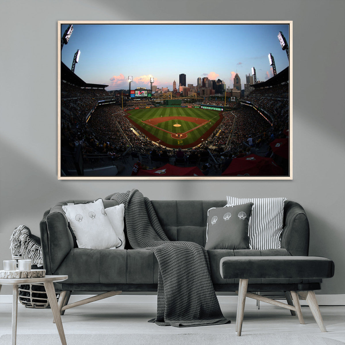 PNC Park Evening Game Triple Canvas Wall Art - Pittsburgh