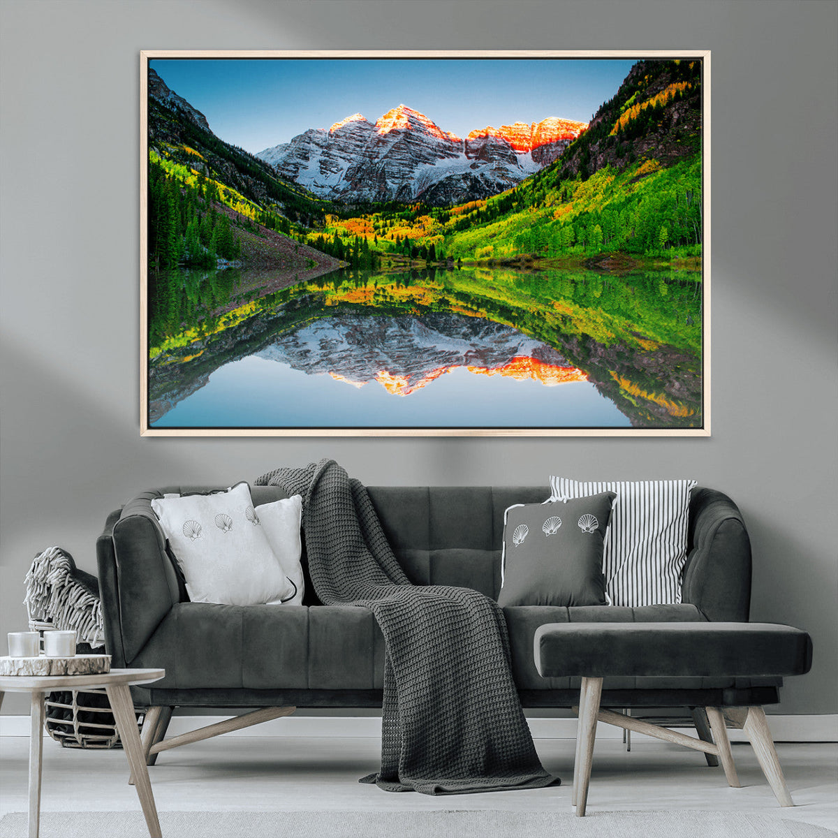 Sunrise Maroon Bells Lake Wall Art Canvas Print – Framed Elk