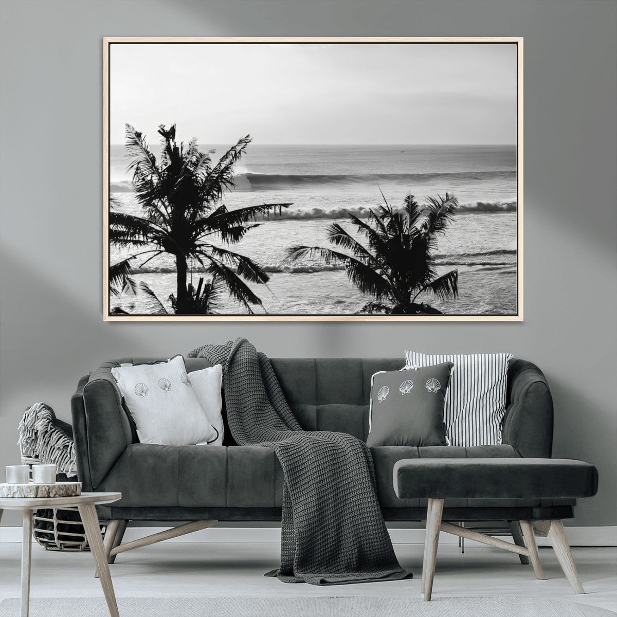 Tropical Coastline Wall Art Canvas Print – Framed Palm Trees