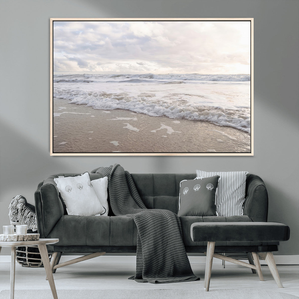 Ocean Waves Wall Art Canvas Print – Framed Coastal Shoreline