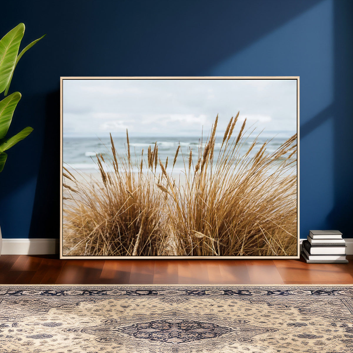 Beach Grass Wall Art Canvas Print – Framed Coastal Dunes Art