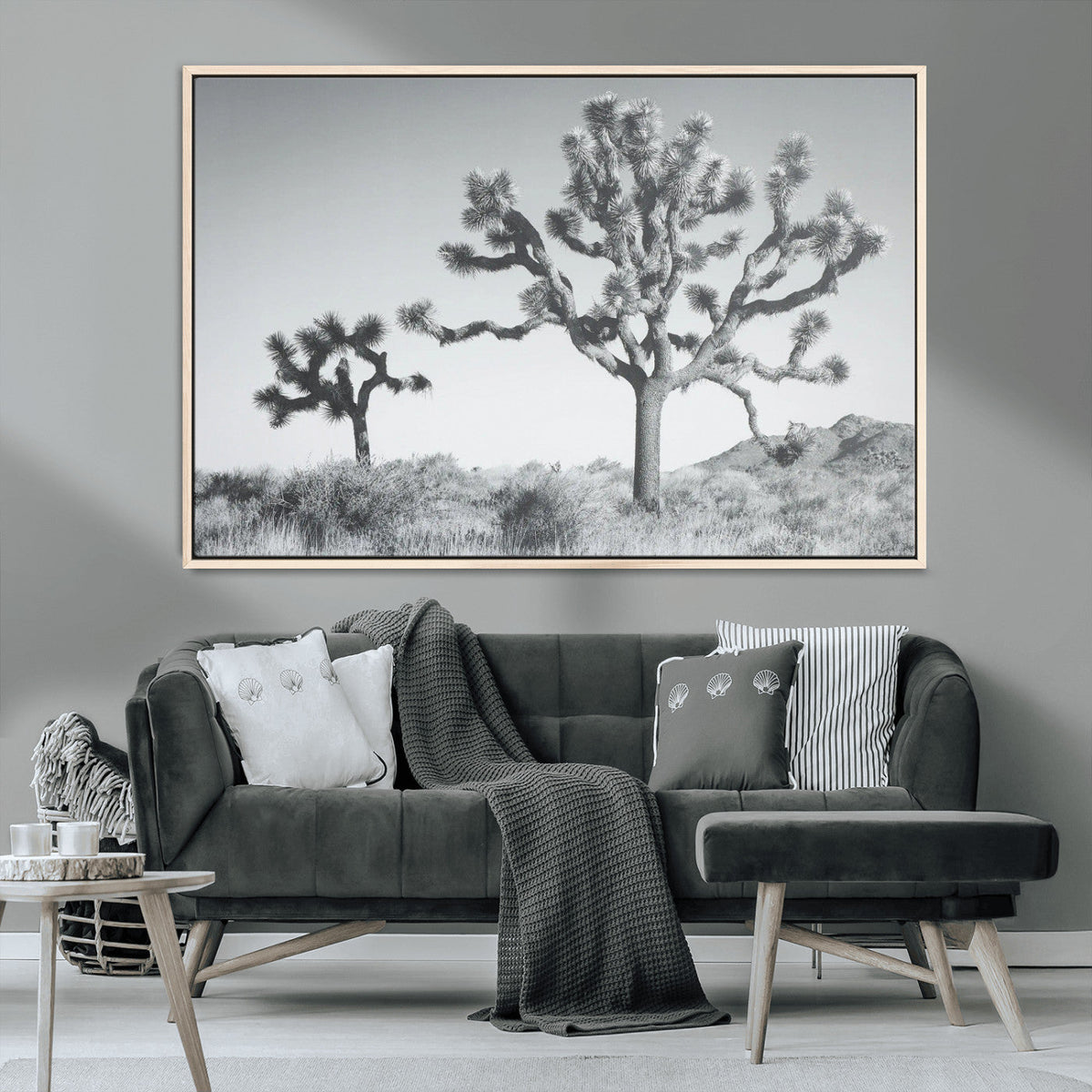 Joshua Tree Wall Art Canvas Print – Framed Black White