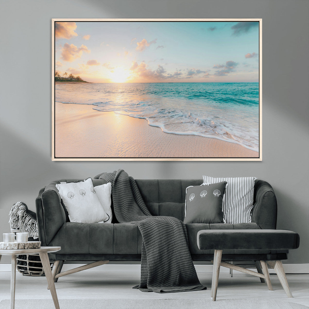 Beach Sunset Wall Art Canvas Print – Framed Ocean Waves