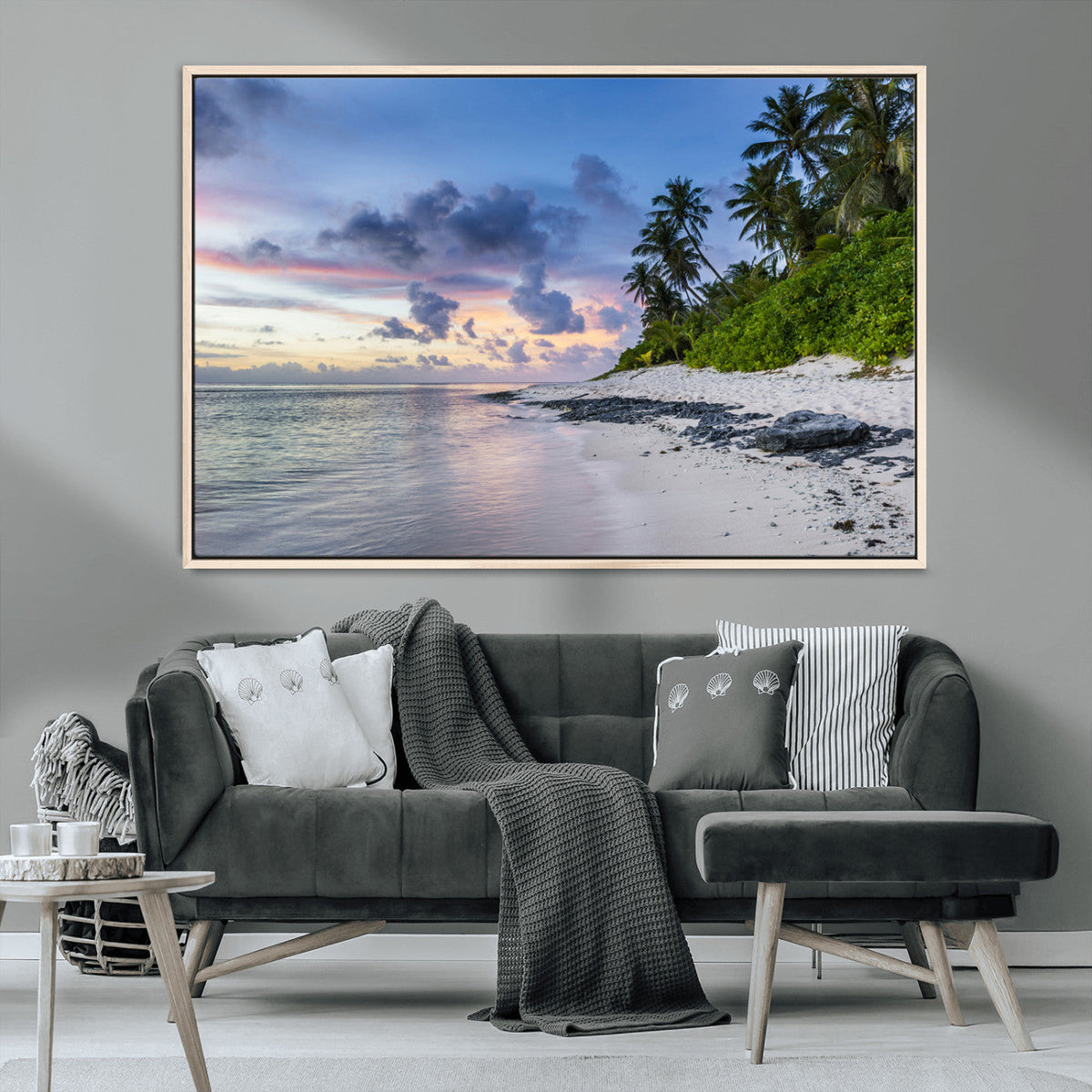 Tropical Beach Wall Art Canvas Print – Framed Sunset Glow