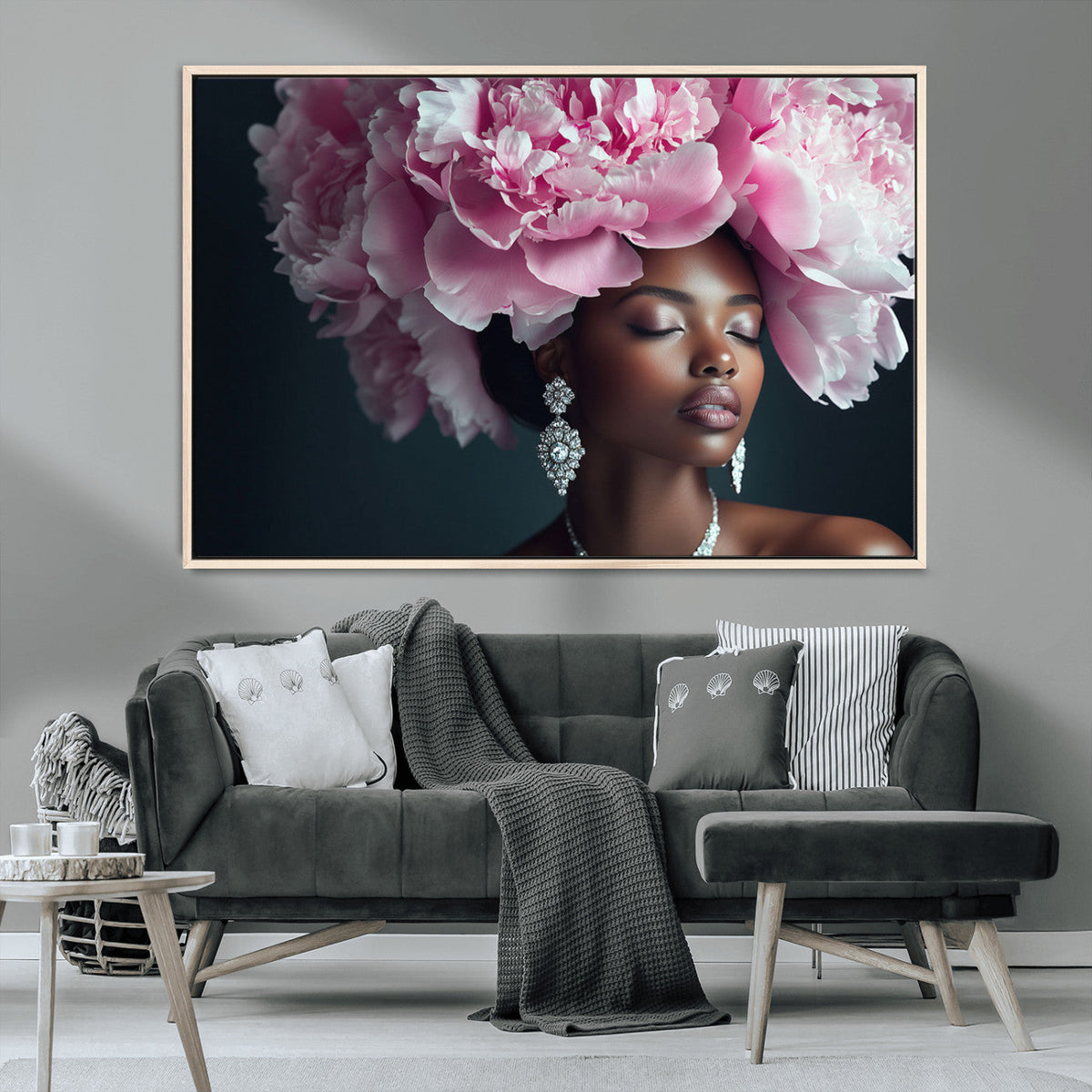 Black Beauty Petal Crown Wall Art Canvas Print – Floral