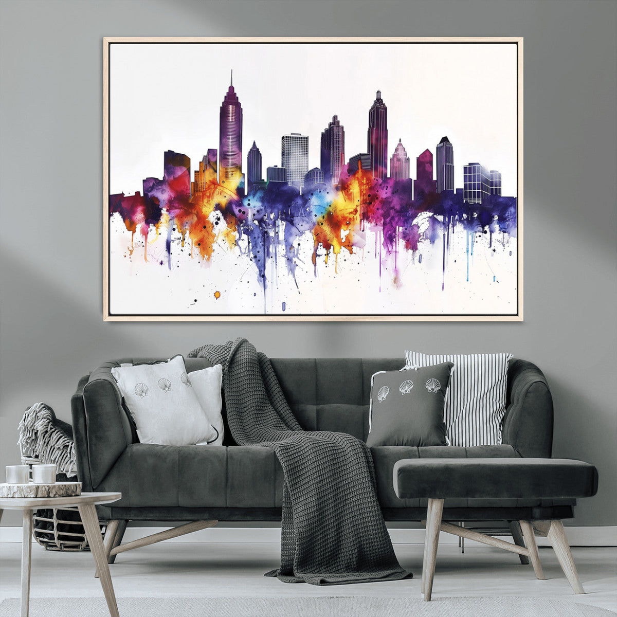 Atlanta Skyline Wall Art Canvas Print – Framed Colorful