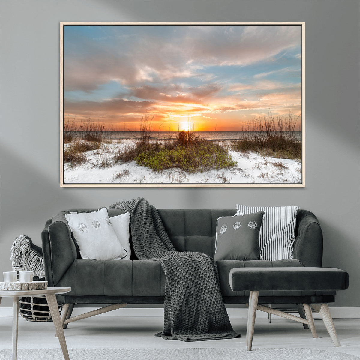 Sunset Beach Wall Art Print – Coastal Canvas Ocean Landscape