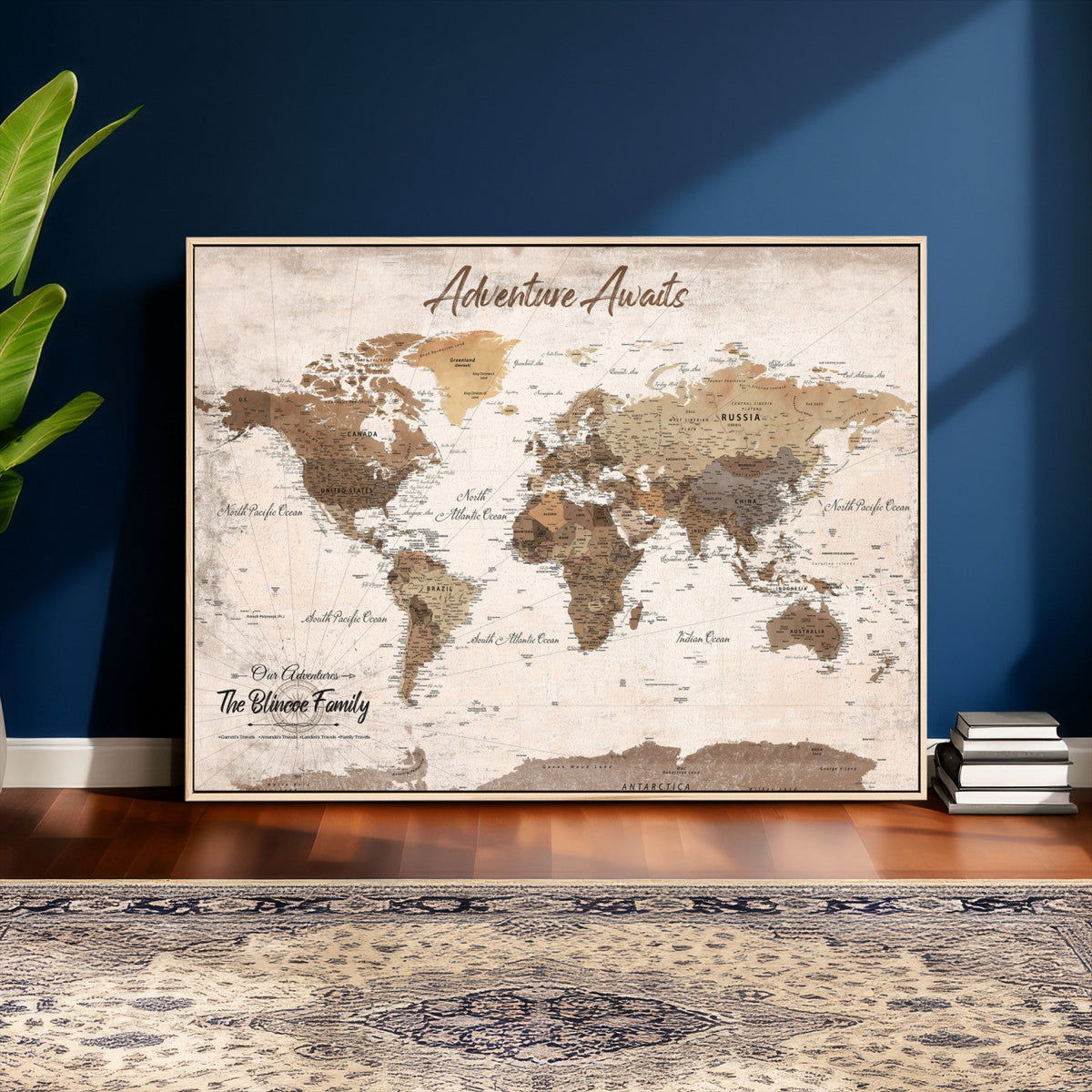 Custom Push Pin World Map Wall Art Canvas Print –