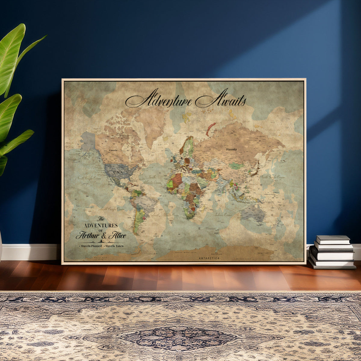 Customize Push Pin World Map Wall Canvas Print –
