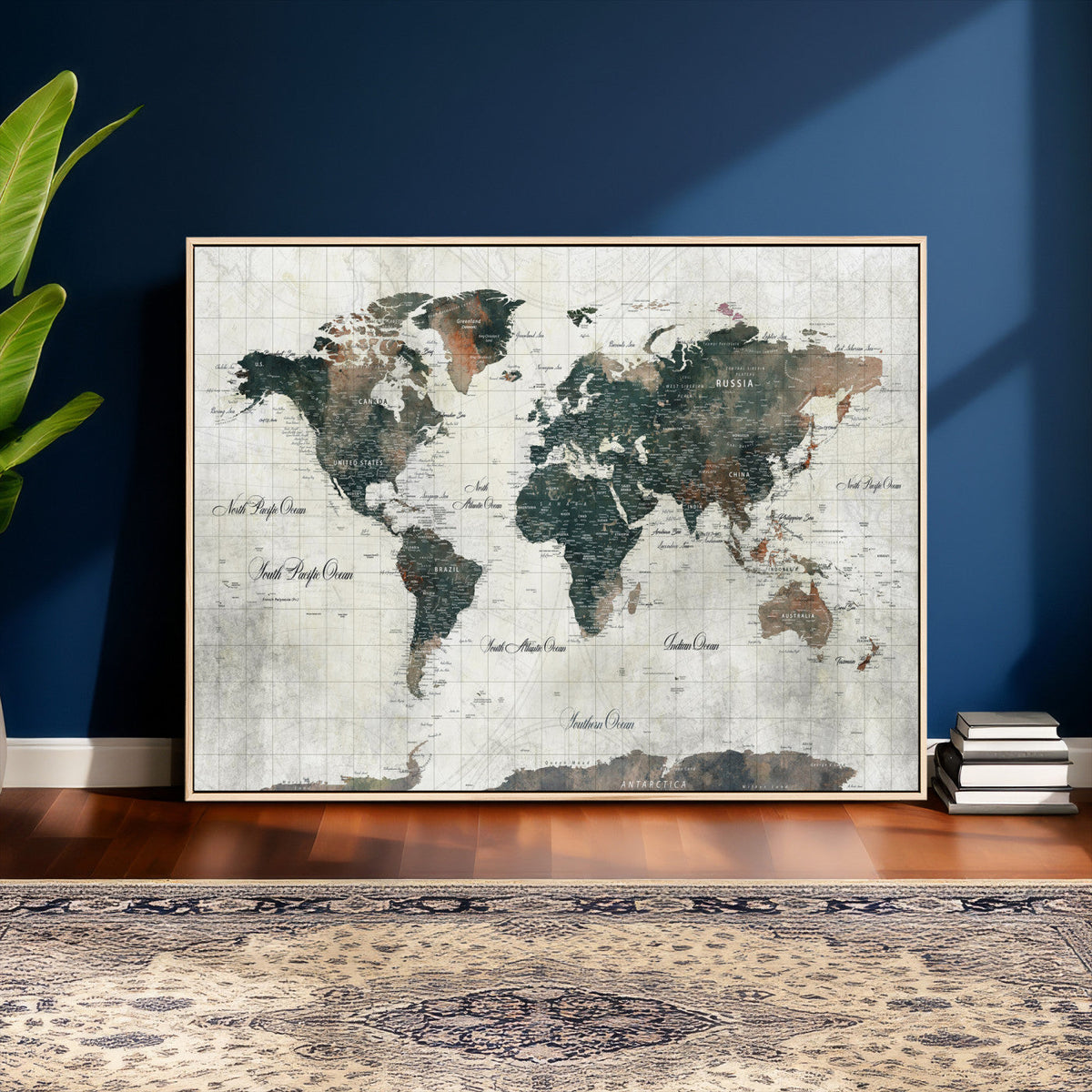 World Map Canvas Print – Framed Travel Map Wall Art for