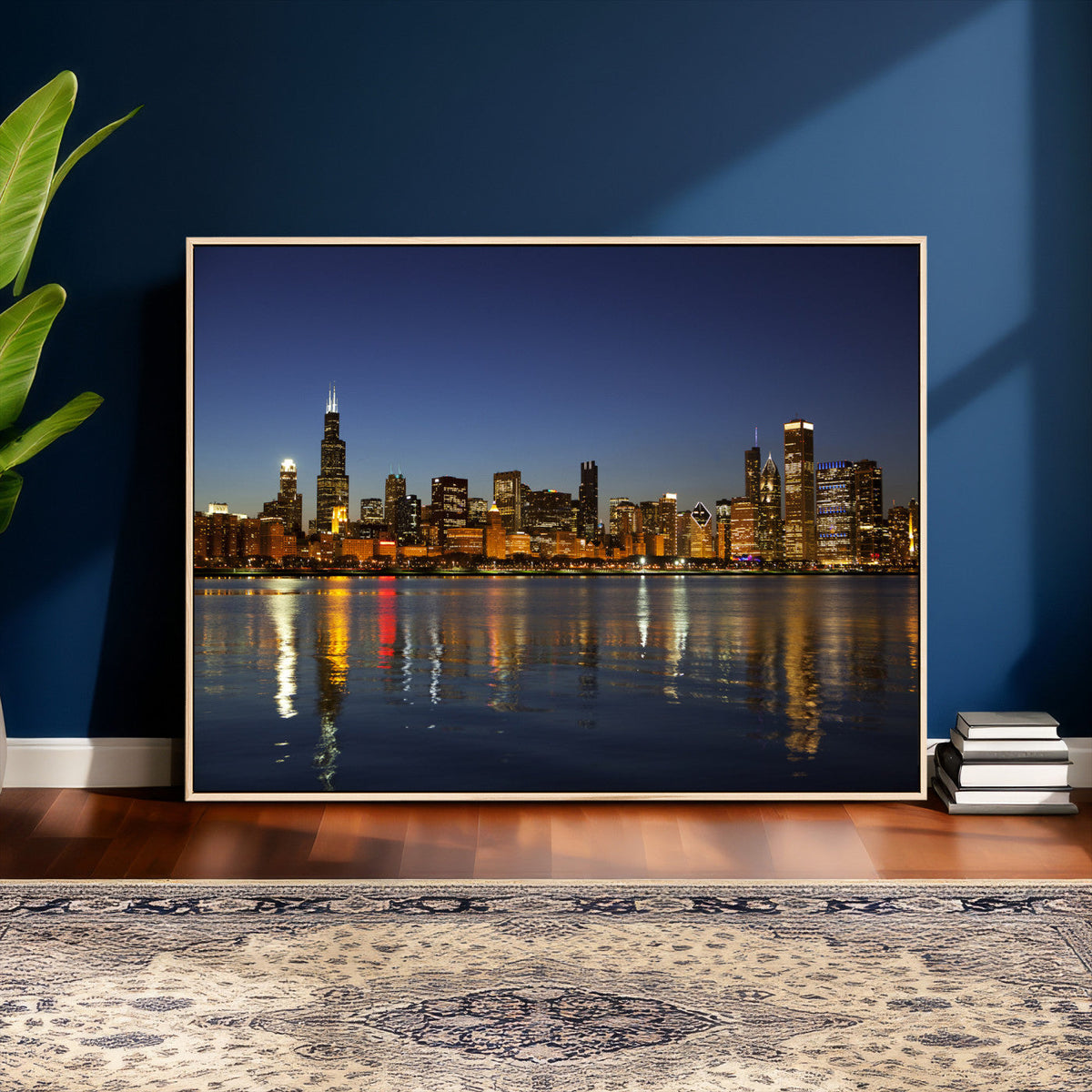 Chicago Wall Art Canvas Print - Chicago City Downtown Night