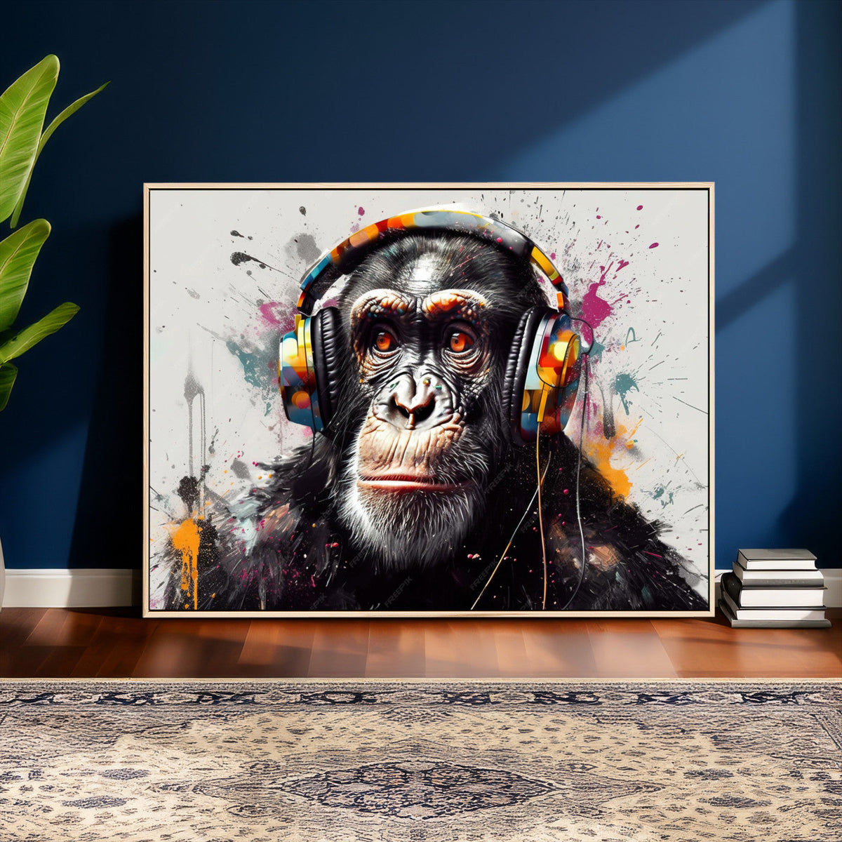 Dj Monkey Wall Art Canvas Print – Colorful Pop Art Banksy
