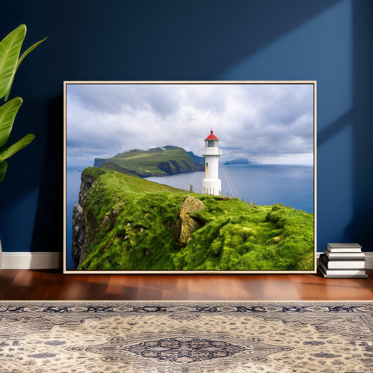 Coastal Lighthouse Wall Art Canvas Print, Cliffside Ocean