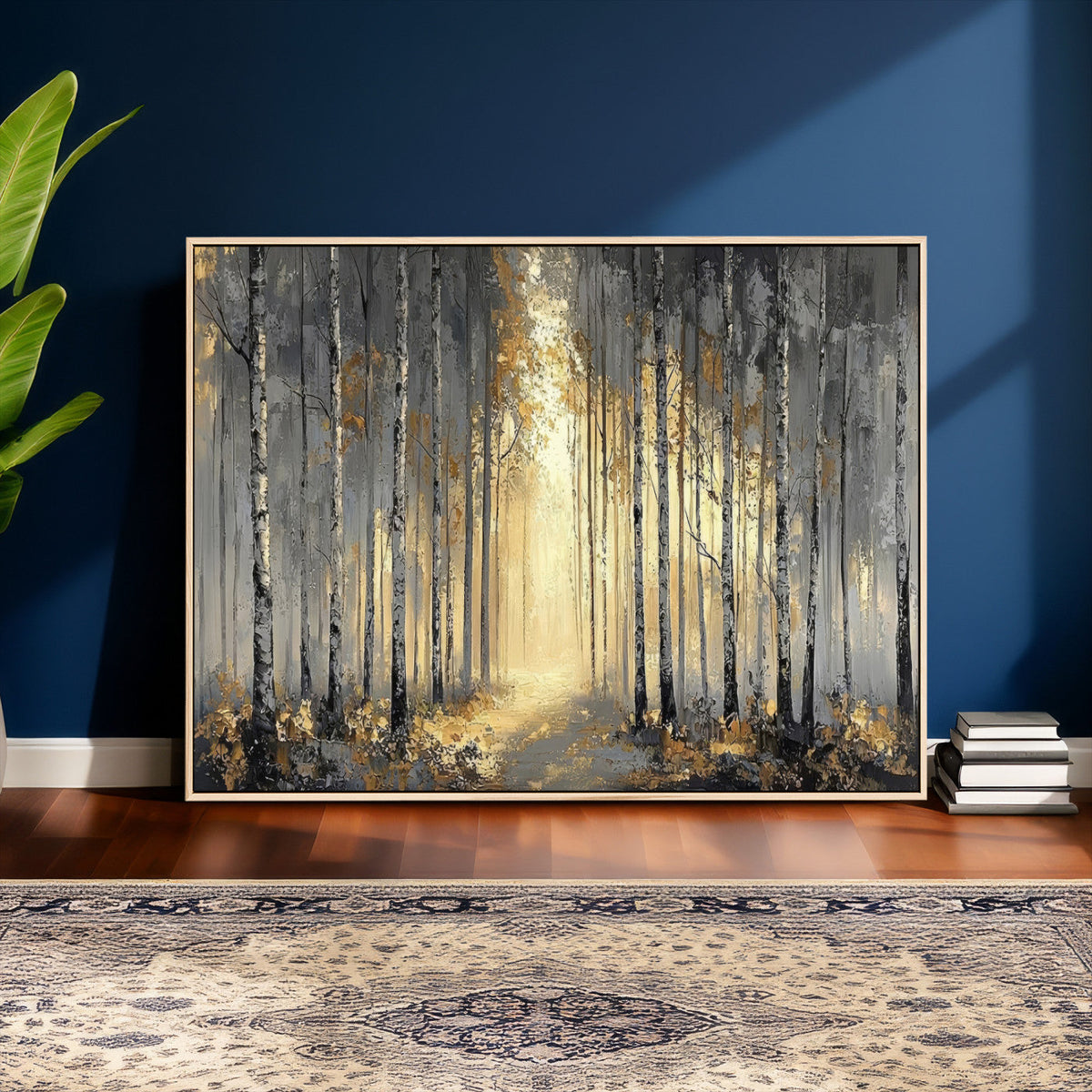 Abstract Birch Forest Wall Art Canvas Print – Modern Neutral