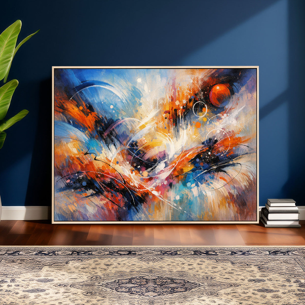Lyrical Abstraction Wall Art Canvas Print, Orange Blue