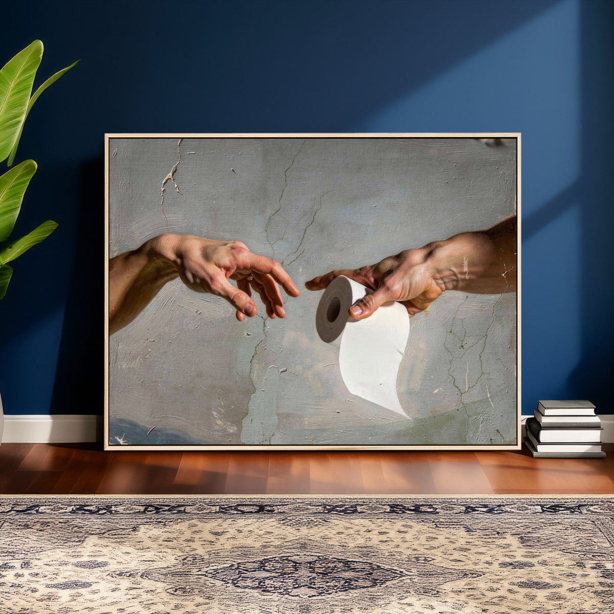 Funny Bathroom Wall Art Canvas, Creation of Toilet Paper