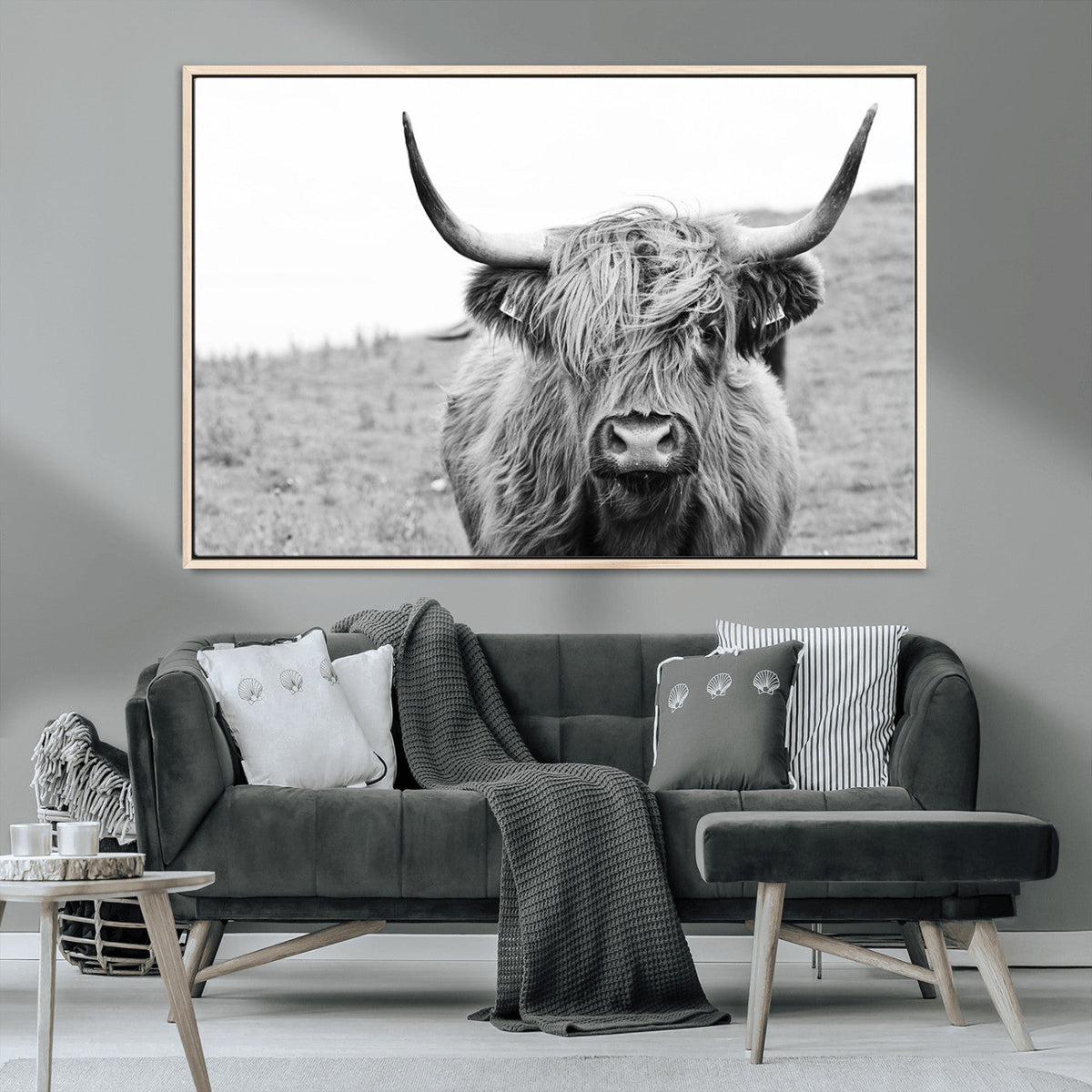 Newfoundland Cow Art Wall Art, Black White Cow Art Wall Art