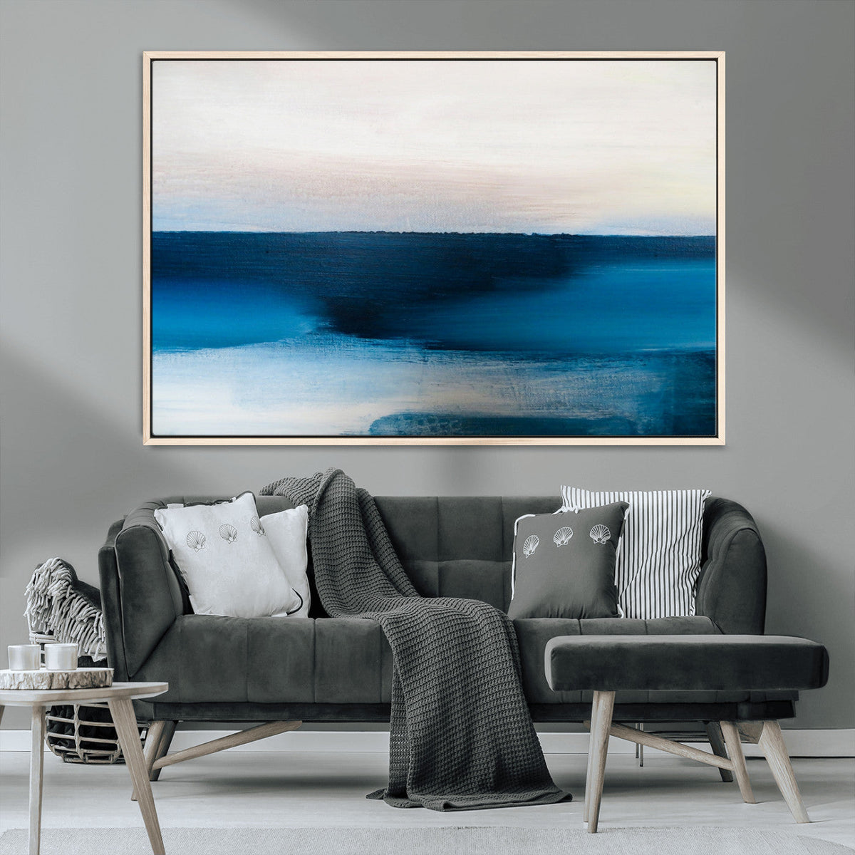 Dark Blue Abstract Wall Art Canvas Print