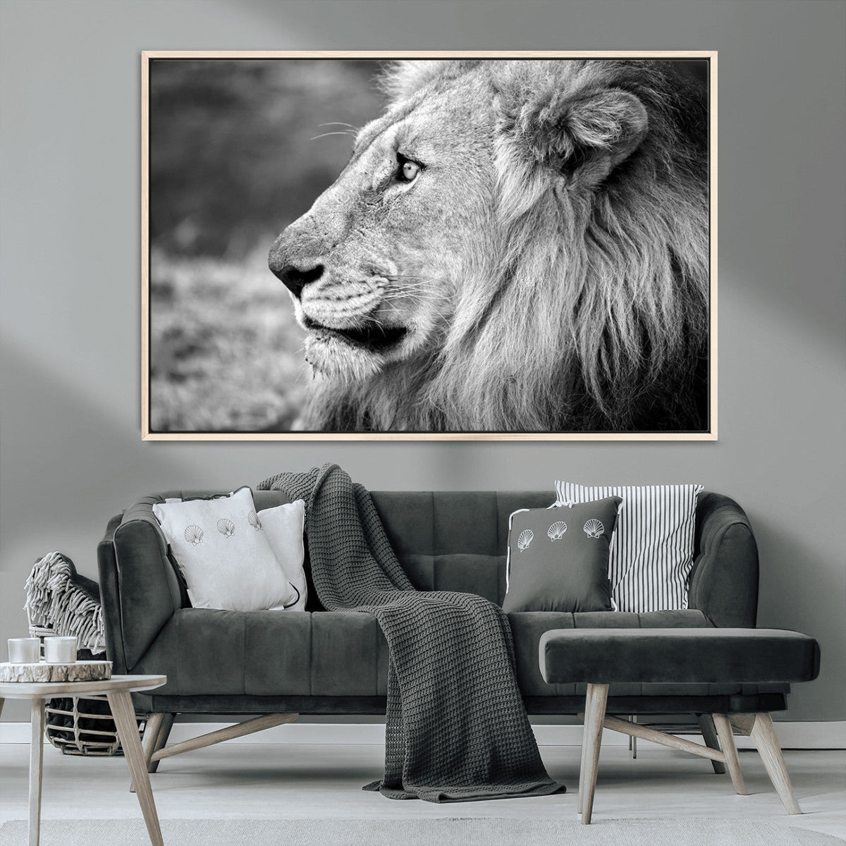 Lion Wall Art Canvas Print – Framed Majestic Wildlife