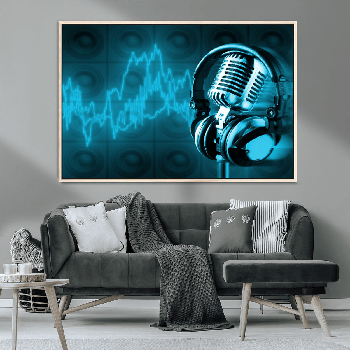 Music and Microphone Wall Art Canvas Print
