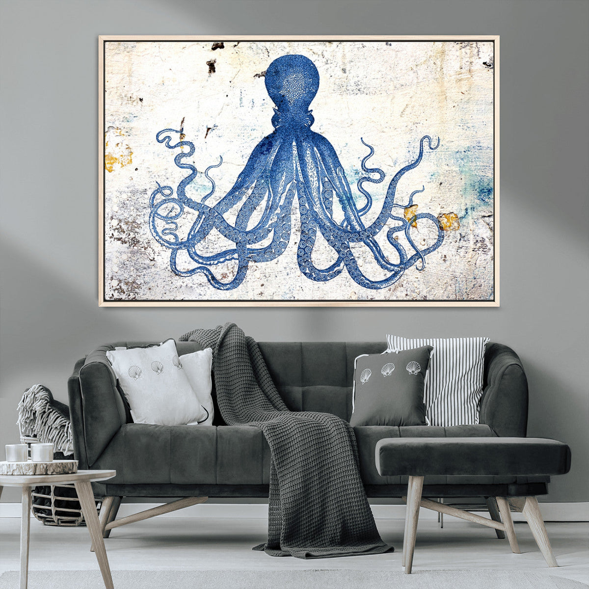 Octopus Canvas Wall Art | Coastal Marine Life Artwork for