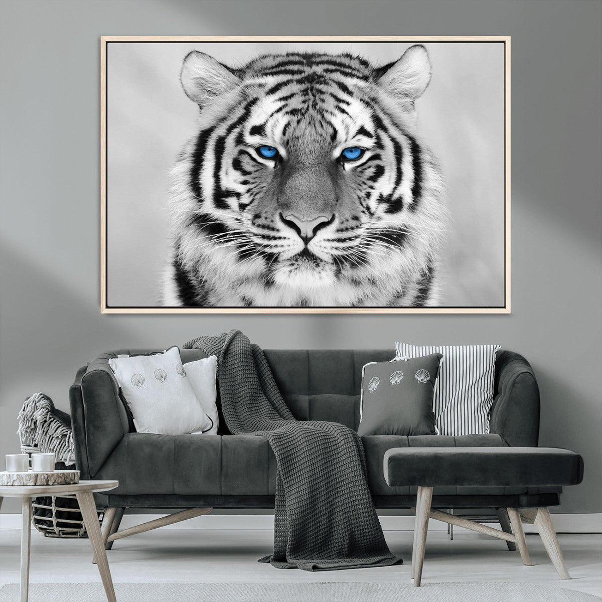 Black and White Tiger Wall Art Animal Canvas Print