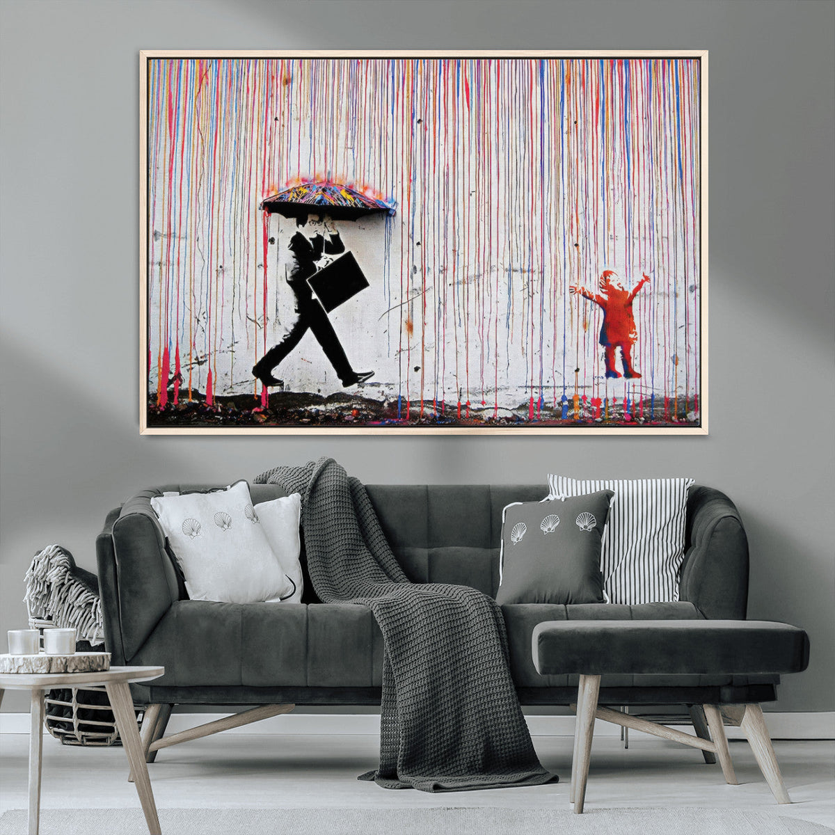 Banksy Wall Art Canvas Print, Framed Graffiti Art Picture