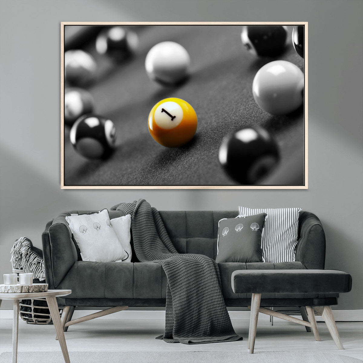 Wall Art Pool Table and Balls Canvas Print