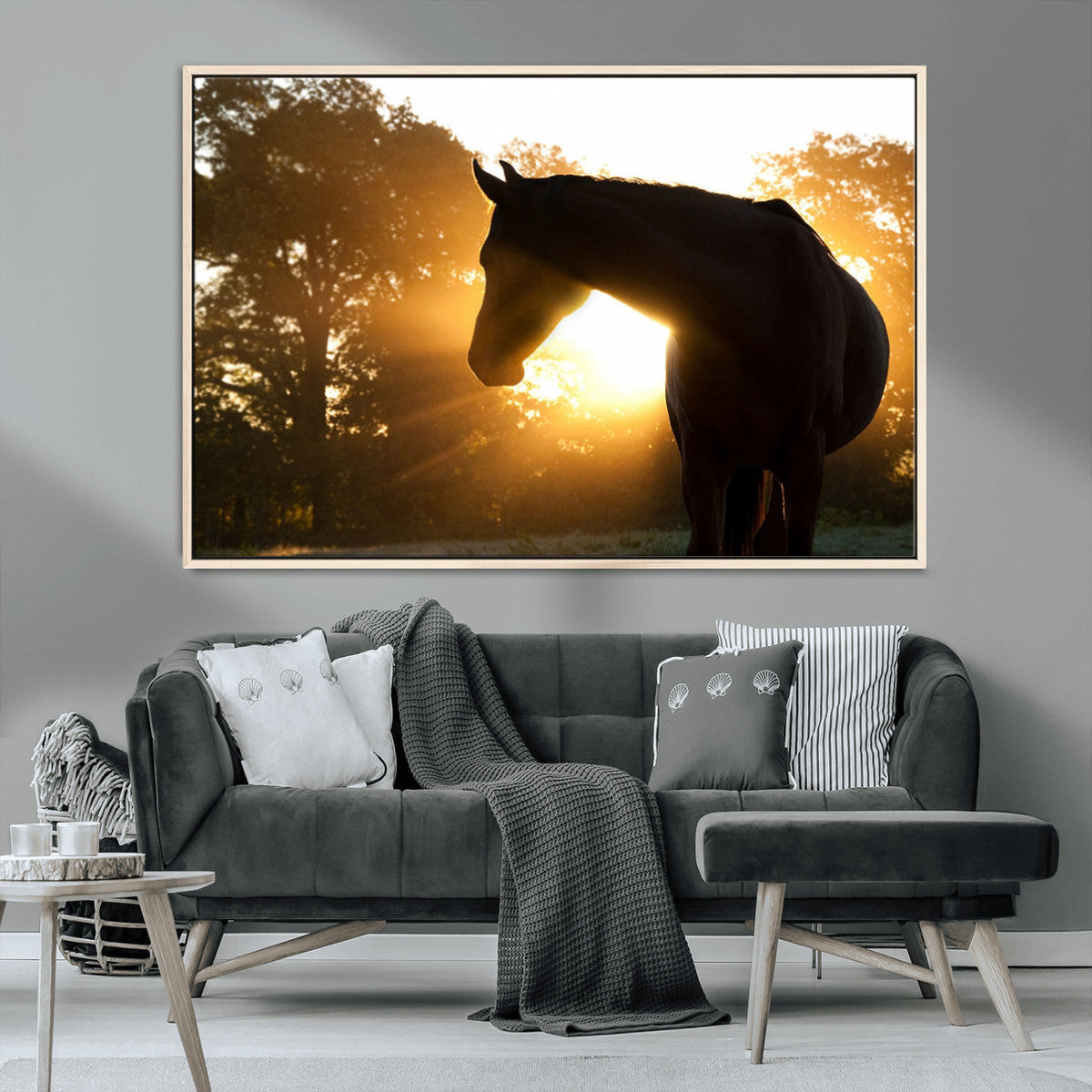 Horse at Sunset Wall Art Animal Canvas Print