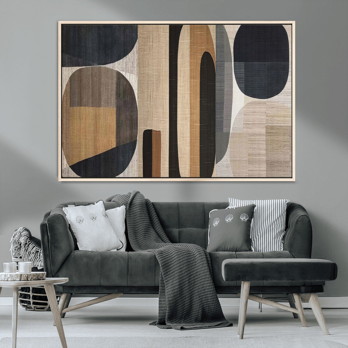 Abstract Minimalist Canvas Wall Art - Neutral Geometric