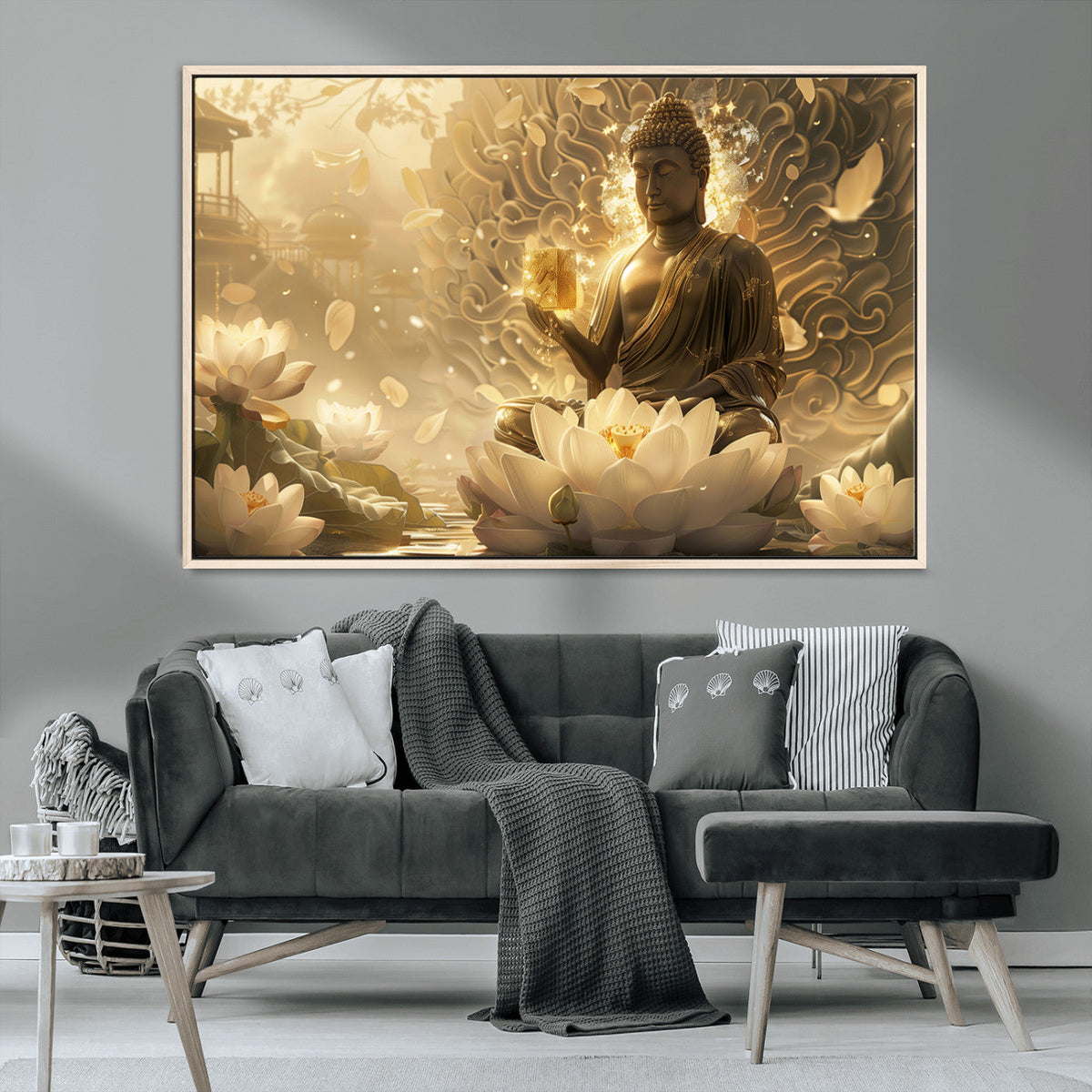 Golden Buddha Wall Art | Yoga Room Decor and Meditation Room