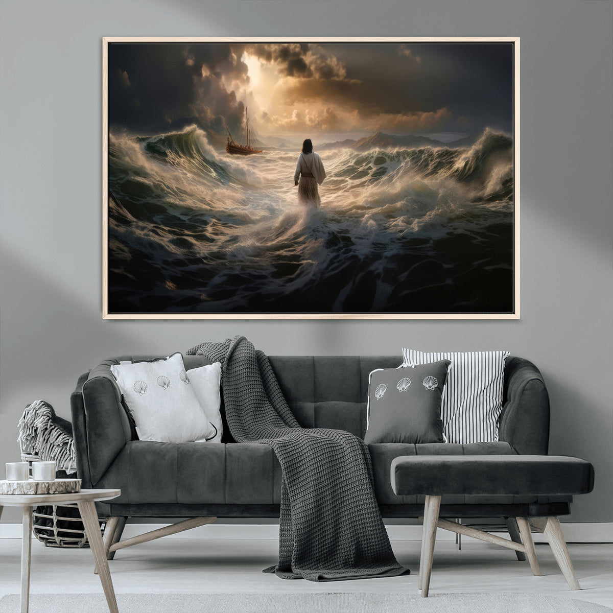 Jesus Walking on Water Wall Art Canvas Print - Religious